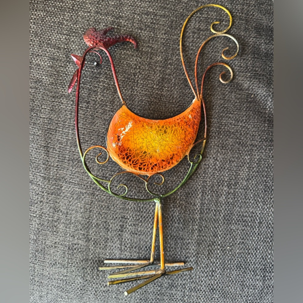 Colorful Metal Rooster Decor